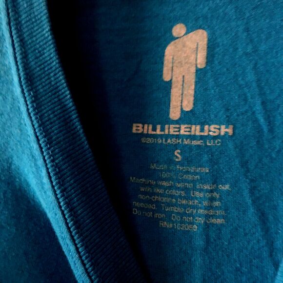 Billie Eilish Long Sleeve Shirt Small Blue Yellow - Dont Smile At Me Tour Shirt - Picture 5 of 5